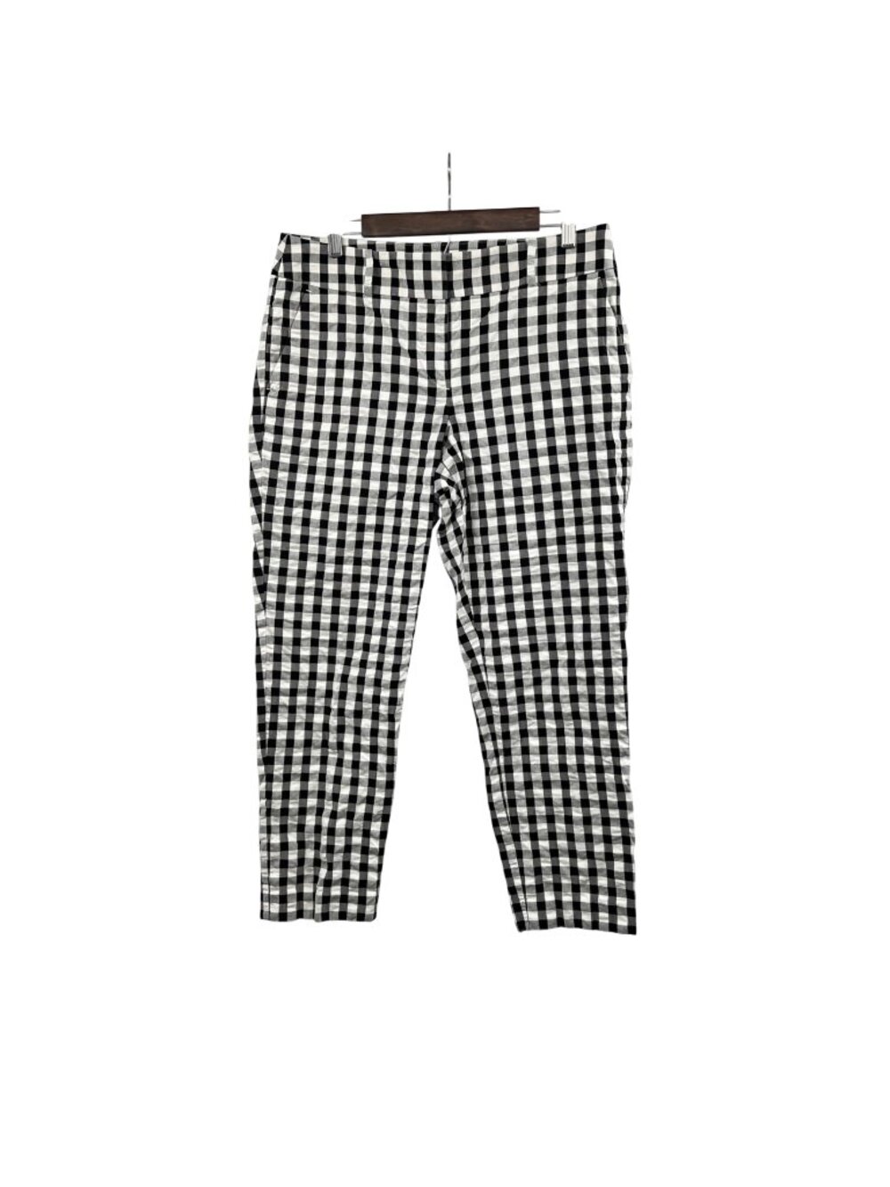 Ann Taylor Loft Julie Straight Leg Pants Black/White Check Size 10 Pockets